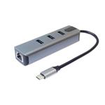 PremiumCord Adapter USB-C na Gigabit 10/100/1000Mbps + 3x USB3.2 konektor ku31ether05