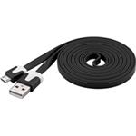 PremiumCord kabel micro USB 2.0, A-B 2m, plochý PVC kabel, černá