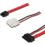 PremiumCord kabel SATA datový + napájecí 0.5m slim line kfsa-12