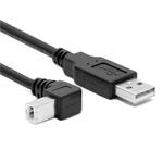 PremiumCord Kabel USB 2.0, A-B, 2m se zahnutým USB-B konektorem 90°