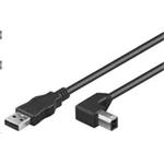 PremiumCord Kabel USB 2.0, A-B, 5m se zahnutým USB-B konektorem 90°