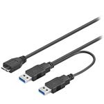 PremiumCord kabel USB 3.0 napájecí Y kabel A/Male + A/Male -- Micro B/Mmale