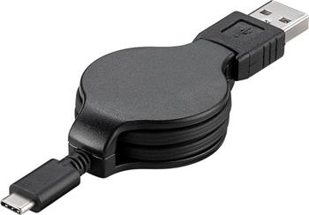 PremiumCord Kabel USB 3.1 C/M - USB 2.0 A/M, charging a sync navíjecí kabel 1m ku31cn1bk