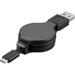 PremiumCord Kabel USB 3.1 C/M - USB 2.0 A/M, charging a sync navíjecí kabel 1m ku31cn1bk