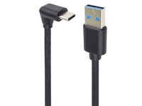 PremiumCord Kabel USB typ C/M zahnutý konektor 90° - USB 3.0 A/M, 1m
