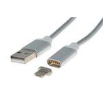PremiumCord Magnetický micro USB 2.0, A-B nabíjecí a datový kabel 1m, stříbrný ku2m1fgs