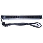PremiumCord Panel napájecí do 19" racku 1U, 10xIEC (C13), 2m kabel PDU-E10G10