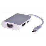 PREMIUMCORD Převodník USB3.1 typ C na HDMI + VGA + PD charge, Aluminium pouzdro ku31dock07