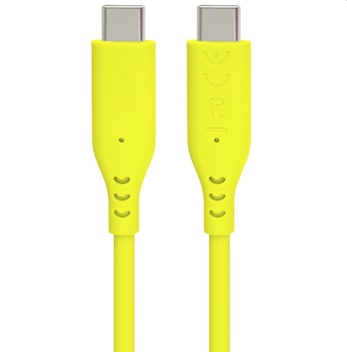 PremiumCord Silikónový kábel USB-C 60W 480Mbps žltý extra mäkký a robustný kábel dlžky 1,5m ku31sa15y