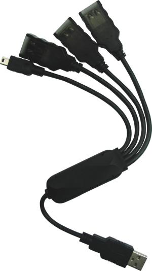 PremiumCord USB 2.0 HUB 4-portový, černý kabel ku2hub4wk