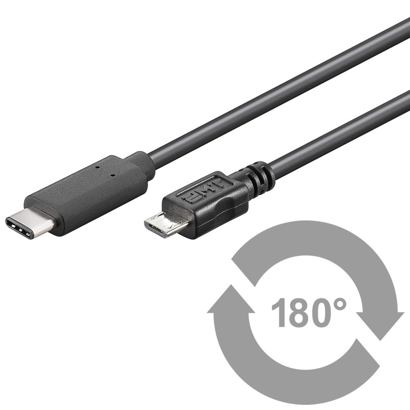 PremiumCord USB-C/male - USB 2.0 Micro-B/Male, černý, 0,6m KU31CB06BK