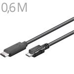 PremiumCord USB-C/male - USB 2.0 Micro-B/Male, černý, 0,6m KU31CB06BK