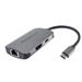 PremiumCord USB-C na HDMI + RJ45 + PD adaptér, hliníkové pouzdro ku31dock18