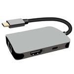 PremiumCord USB-C na HDMI + RJ45 + PD adaptér, hliníkové pouzdro ku31dock18
