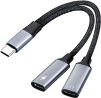 PremiumCord USB-C redukce 2-in-1 pro audio sluchátka a současné nabíjení 12,5cm ku31zvuk06