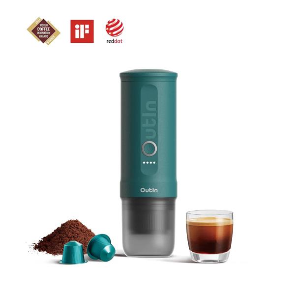 Prenosný espresso kávovar Outin Nano, modrozelená OTEM-01-Teal
