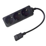 Prodlužovací přívod 3x230V DE SCHUKO pro UPS (IEC320-C14), 30cm WN217-3/07/0.3BK-3-DE