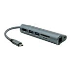 ProXtend USB-C MultiHub 7v1 - HDMI 4K, RJ45, 2x USB-A + 1x USB-C s napájením NTB až 65W,čtečka karet PX-USBC-MULTI7-001