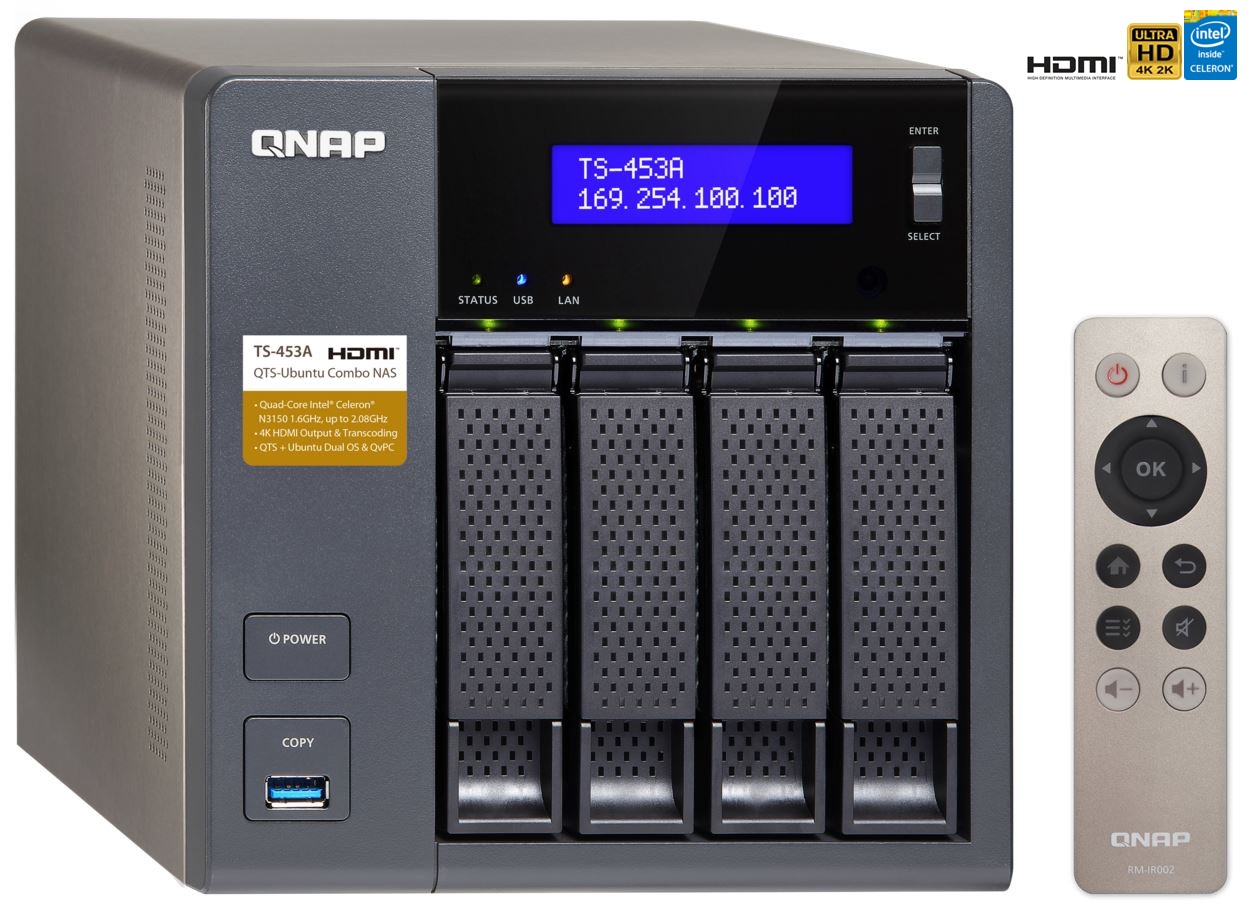 QNAP TS453A4G (1,6G/4GB RAM/4xSATA/2xHDMI/4xLAN) TS453A4GEU