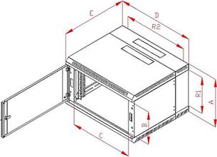 Rack Triton 19" dvojdílný 18U/500mm prosklené dveře, šedý RBA-18-AD5-XAX-A1