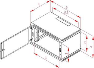 Rack Triton 19" jednodílný 18U/400mm prosklené dveře, šedý RBA-18-AS4-XAX-A1
