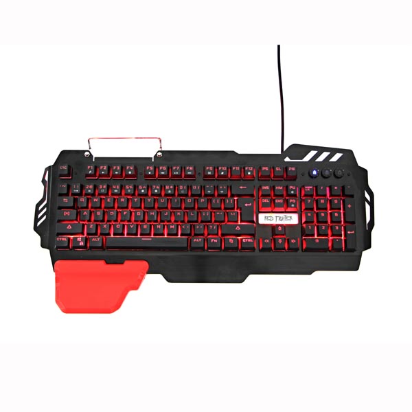 RED FIGHTER Klávesnica K2, herná, čierna, drôtová (USB), CZ/SK, podsvietená, výmenná područka, stojane na 8590274555310