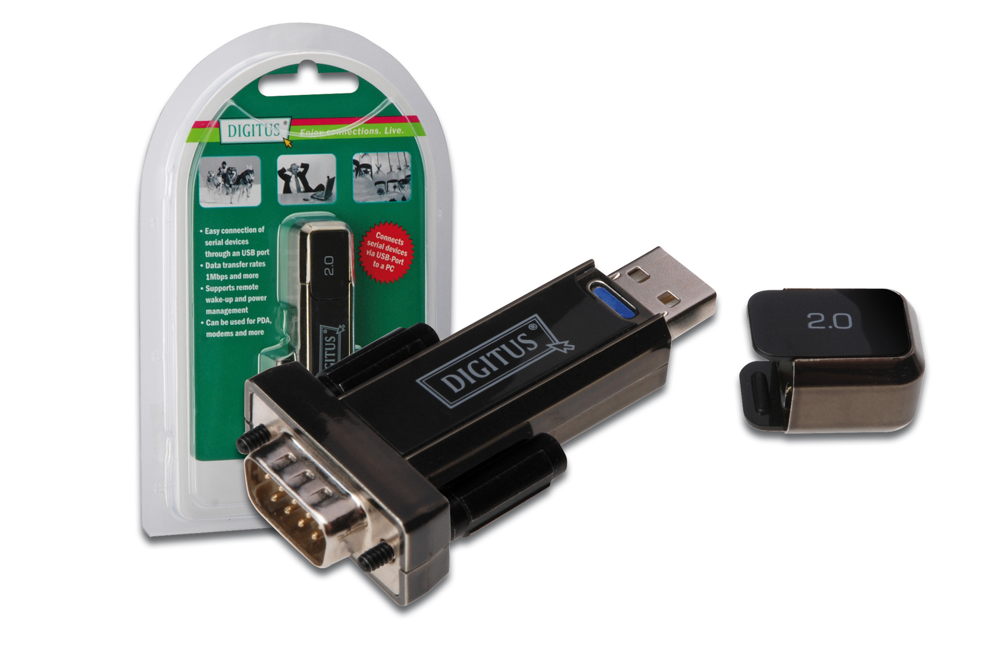 Redukcia Digitus USB -> 1x sériový port RS232 (DSUB 9M), 80cm DA-70156