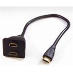 Redukcia HDMI rozdvojka, HDMI M-HDMI F 2x, pozlatené konektory KAHHMH2Z01