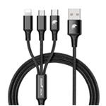 RhinoTech 3v1 USB-A kabel Micro + Lightning + Type-C 1.2m černá RTACC321