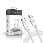 RhinoTech kabel s nylonovým opletem USB-C na USB-C 60W 1M bílá RTACC384