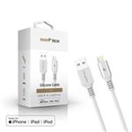 RhinoTech LITE MFi kabel s nylonovým opletem USB-A na Lightning 1.2m stříbrná RTACC465