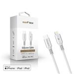 RhinoTech LITE MFi kabel s nylonovým opletem USB-C na Lightning 1.2m stříbrná RTACC467