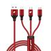 RhinoTech nabíjecí a datový kabel 3v1 USB-A (MicroUSB + Lightning + USB-C) 1,2m červená RTACC476