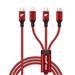 RhinoTech nabíjecí/datový kabel 3v1 USB-C (MicroUSB + Lightning + USB-C) 40W 1,2m červená RTACC478