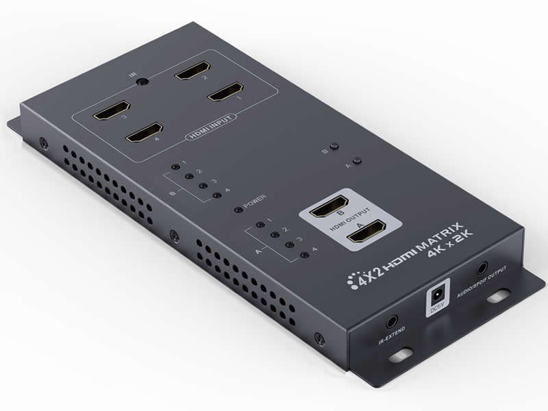 Rozbočovač HDMI matrix switch 4:2 s audiem rozlišení 4Kx2K khswit42c