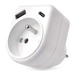Rozbočovacia zásuvka 1×, 1×USB-A+1×USB-C, biela 8592920144817
