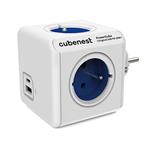 Rozbočovacia zásuvka 250V, CEE7 (vidlica) - POWERCUBE, 0.1m, ORIGINAL USB, modrá, POWERCUBE 6974699970811