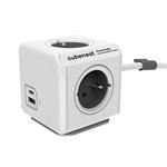 Rozbočovacia zásuvka 250V, CEE7 (vidlica) - POWERCUBE, 1.5m, ORIGINAL USB, šedá, POWERCUBE 6974699970828