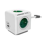 Rozbočovacia zásuvka 250V, CEE7 (vidlica) - POWERCUBE, 1.5m, ORIGINAL USB, zelená, POWERCUBE 6974699970996