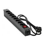 Rozvodný panel MHPower PDU-FR4K8 19" 8x230V, 16A, 4000W, čierny, kábel 1,8m, hliníkový