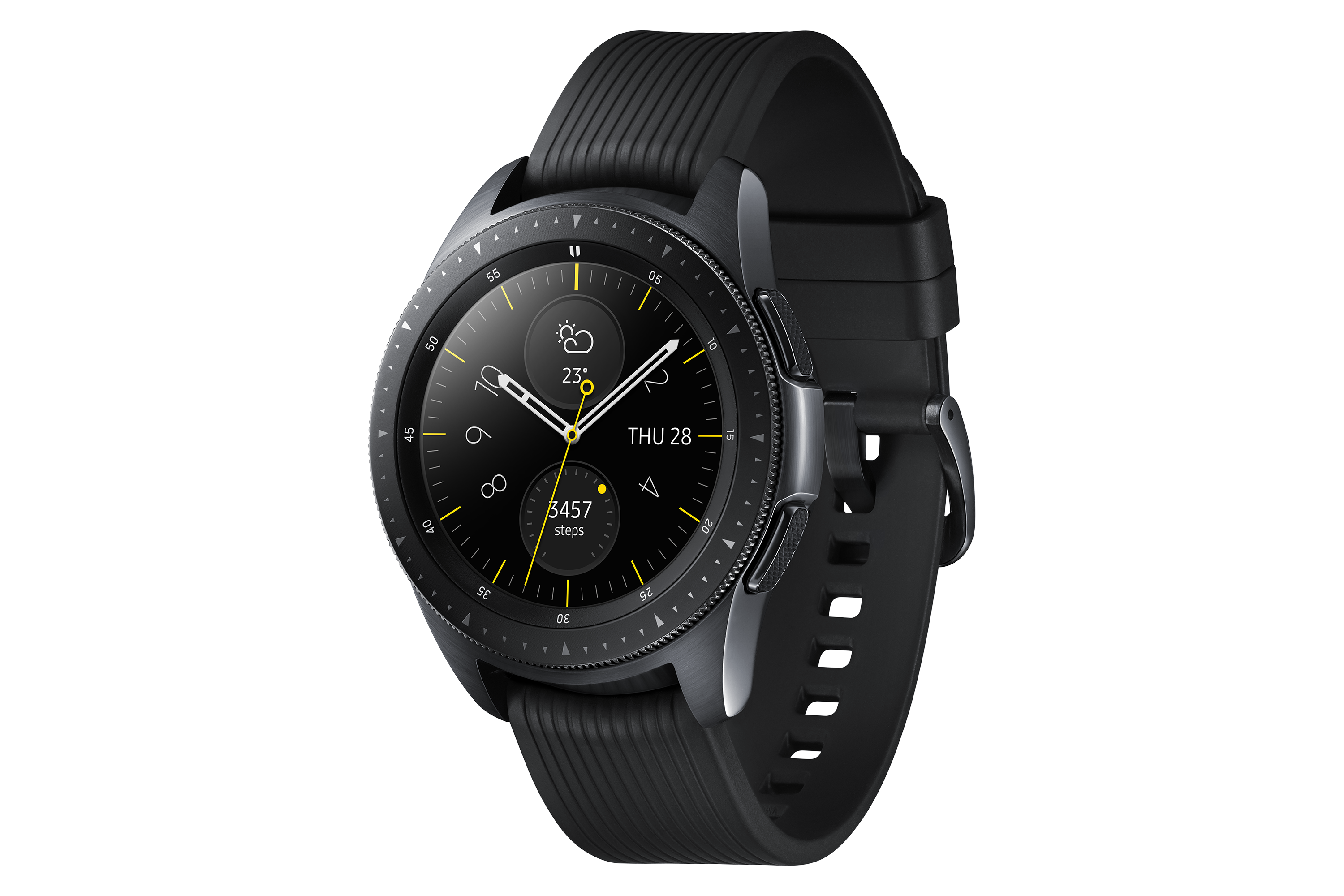 Samsung Galaxy Watch - 42 mm - midnight black - technologie Smart Watch s řemínek - silikon - displ SM-R810NZKAXEZ