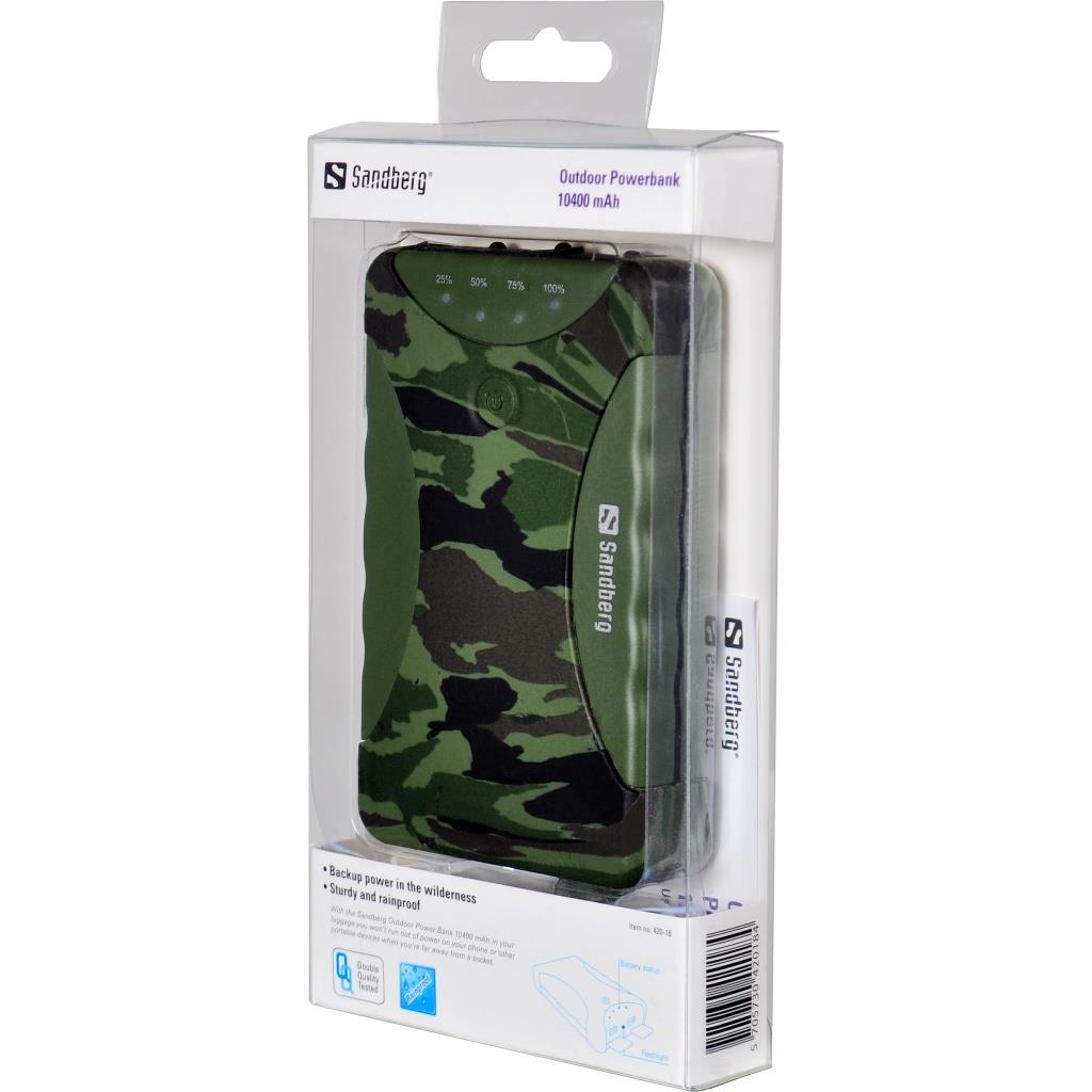 Sandberg Outdoor PowerBank 10400mAh prenosná batéria, vodeodolná, maskáčová 420-18
