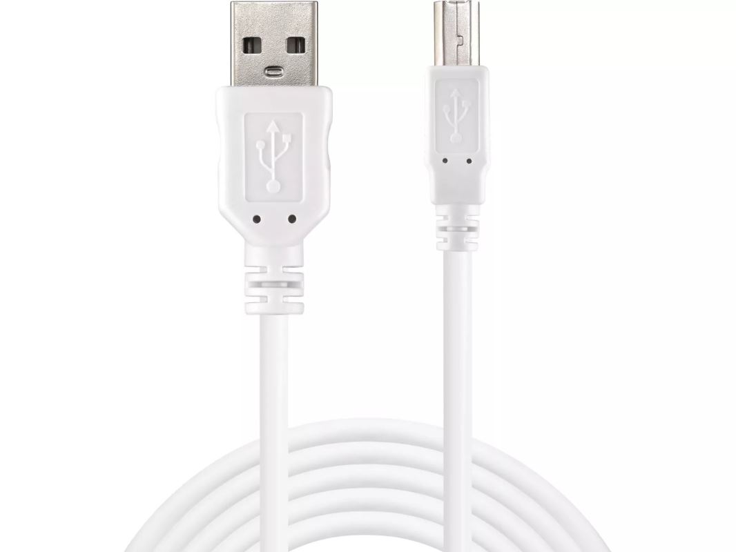 Sandberg USB-A(M) do USB-B(M) 2.0 kabel, 1.8 m, bílý 5705730502781