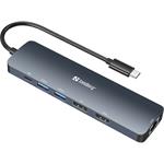 Sandberg USB-C 8K Display Dock, dokovací stanice HDMI, DisplayPort, 2xUSB 3.0, USB-C PD 100W, RJ45 5705730136436