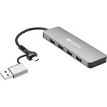 Sandberg USB-C/A na 4× USB 3.0 Hub, hliníkový rozbočovač s 4× USB-A porty, stříbrná 5705730136634