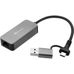 Sandberg USB-C/A síťový adaptér 2.5 GbE RJ45, hliník, 15 cm 5705730136689