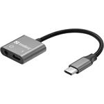 Sandberg USB-C audio adaptér PD65W, nabíjení + 3,5mm jack 5705730136672