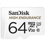 SanDisk 64GB microSDHC Card High Endurance (R:100/W:40 MB/s, Class 10, U3 V30) + Adapter SDSQQNR-064G-GN6IA