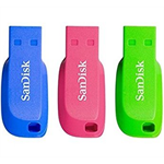 SanDisk Cruzer Blade 32GB USB 3x PACK (blue, pink, green) SDCZ50C-032G-B46T