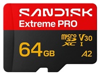 SanDisk micro SDXC Extreme PRO 64GB UHS-I U3 (200R/90W MB/s, UHS-I U3 V30) + adaptér SDSQXCU-064G-GS6MA